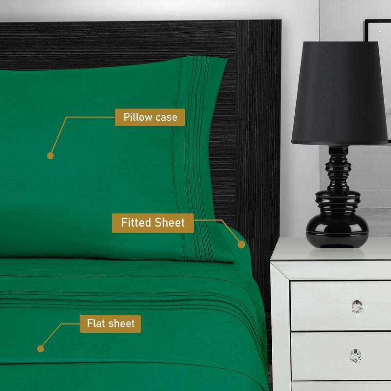 Superior Embroidered Microfiber Deep Pocket Bed Sheet Set