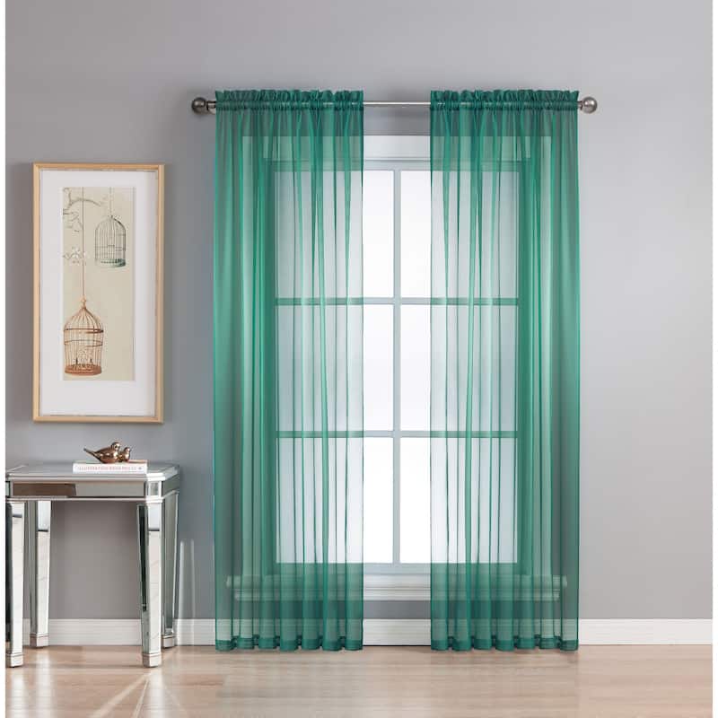 Window Elements Diamond Sheer Voile Extra Wide Curtains (Set of 2)