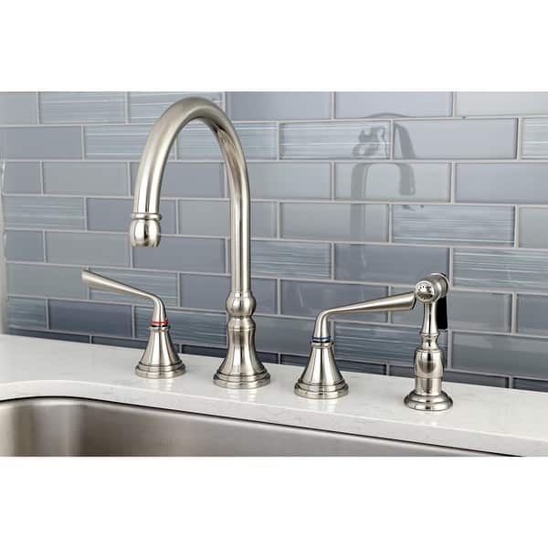 slide 2 of 7, Kingston Brass Silver Sage Widespread Kitchen Faucet Brushed Nickel