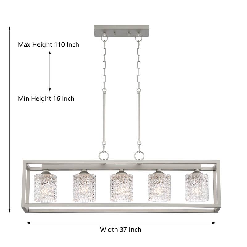 Acroma 5-light 37 Inch Linear Modern Farmhouse Rectangle Chandelier-UL - 37 inches