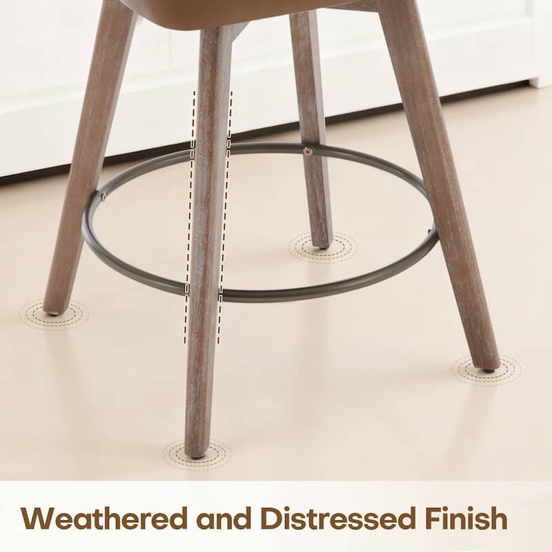 26" Upholstered Counter Height Swivel Bar Stool, Counter Stools with Solid Wood Legs - 39.37"H x 22.44"D x 21.65"W