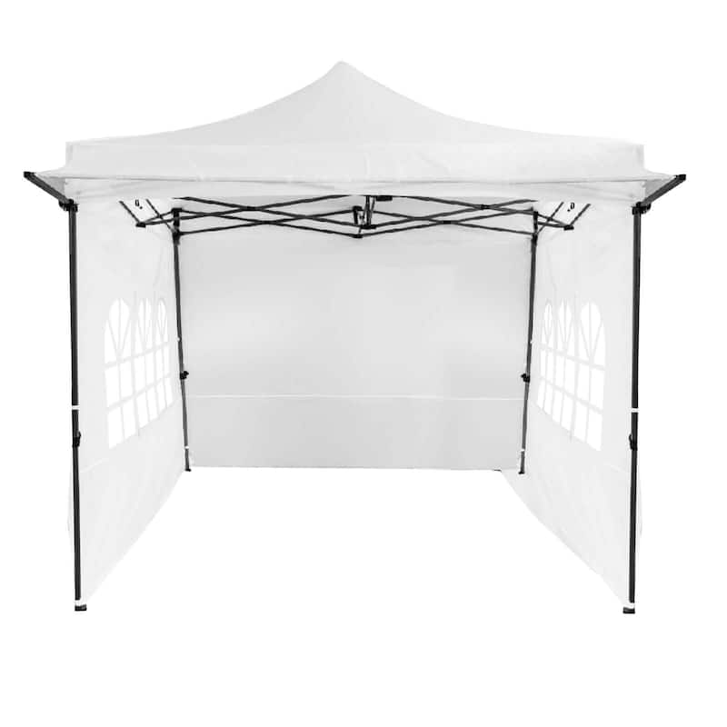 Costway 10 x 10 FT Pop up Canopy Tent with Sidewalls & Awning, Wheeled - See Details - White