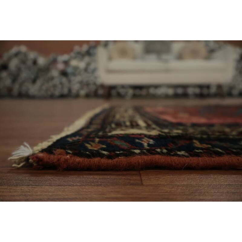 Hand Knotted Oriental 100% Wool Carpet Traditional Geometric Red Malayer Area Rug - 3' 9'' X 2' 6''