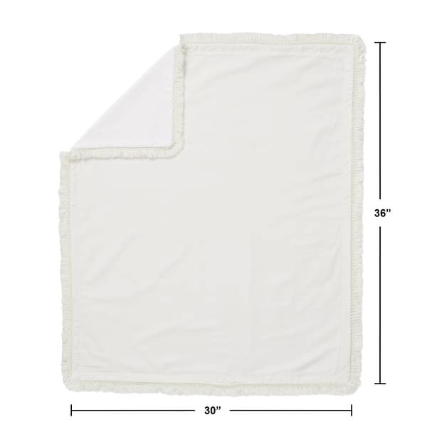 Ivory Boho Bohemian Collection Girl Boy Baby Receiving Security Blanket - Gender Neutral Off White Farmhouse Fringe Cotton