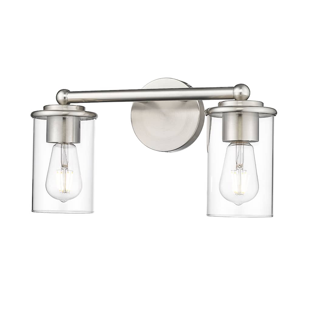 Thayer by Z-Lite 2 Light Vanity in Brushed Nickel with Clear Glass Shade - Brushed Nickel