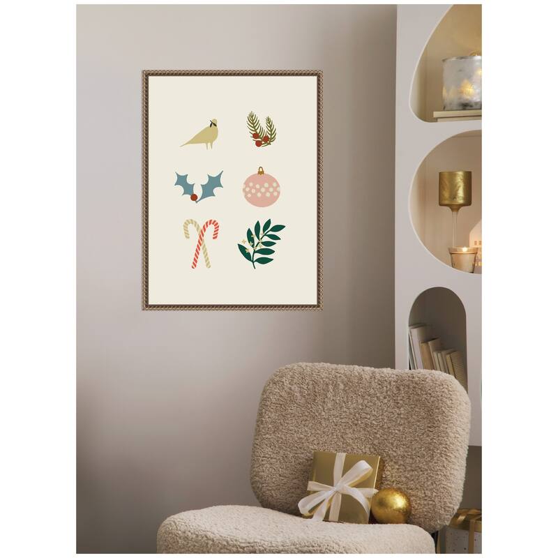 Kate and Laurel Sylvie Beaded Holiday Six Framed Canvas by Hannah Beisang