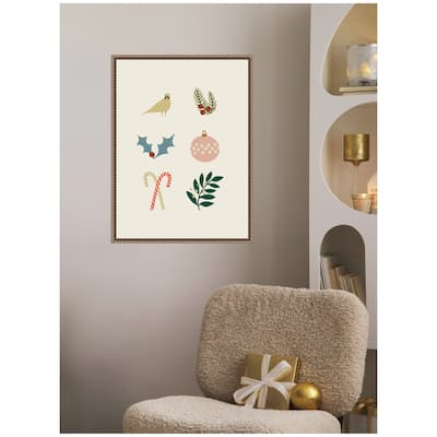 Kate and Laurel Sylvie Beaded Holiday Six Framed Canvas by Hannah Beisang