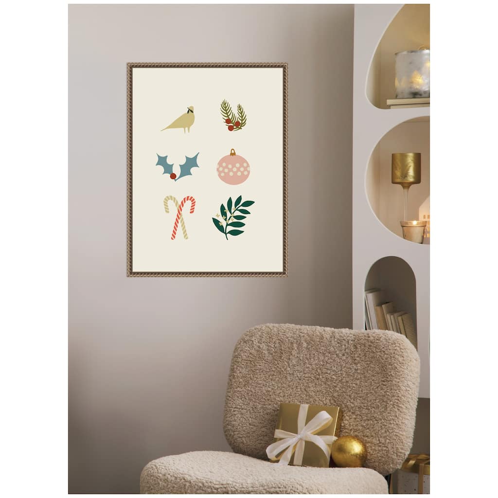 Kate and Laurel Sylvie Beaded Holiday Six Framed Canvas by Hannah Beisang