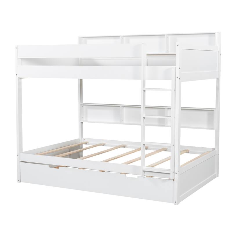 Bunk Bed with Trundle & Dual-Side Storage Shelves by Harper&Bright Designs