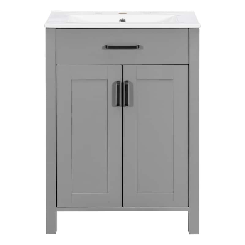 GDFStudio - Nova Wood & Ceramic Bathroom Vanity Cabinet with Single Sink