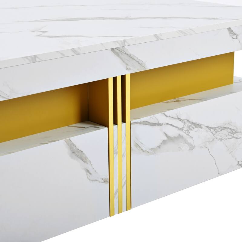 Modern Square Storage Coffee Table With 4 Drawers