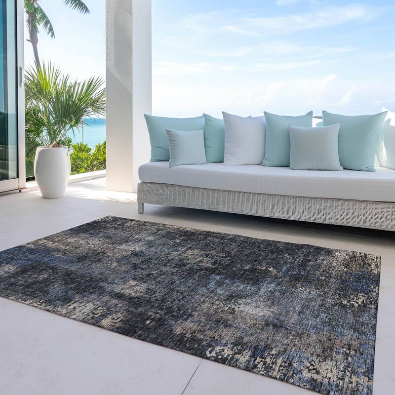 Machine Washable Indoor/ Outdoor Chantille Contemporary Abstract Rug - Charcoal - 2'6" x 3'10"