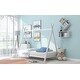 preview thumbnail 5 of 8, Twin House Bed for Kids, Metal Tent Bed Frame Floor Play House Bed with Slat for Girls Boys , No Box Spring Needed,White