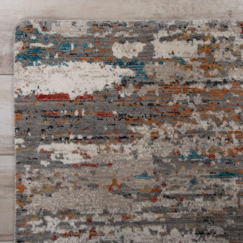 Alora Decor Cosmopolitan Contemporary Gray Wool/Tencel Area Rug