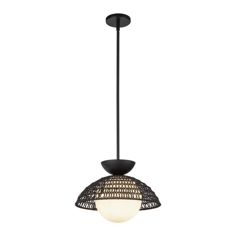 Alora Lighting PD490114 Perth 15" Wide Pendant - Matte Black / Opal Glass