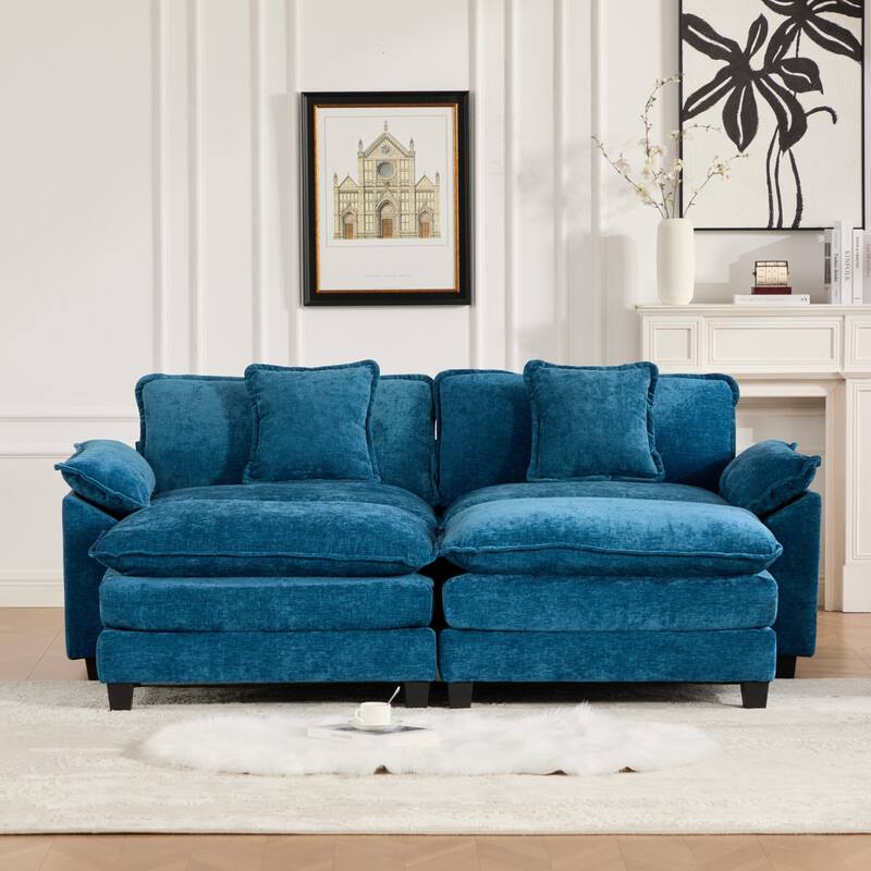 Roomfitters Cloud Loveseat Sofa, Modern Chenille Upholstered 2-Seater with Deep Cushions and Wide Armrests