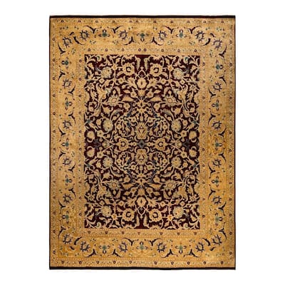 Overton Hand Knotted Wool Vintage Inspired Traditional Ottoman Gold Area Rug - 8' 10" x 12' 0"
