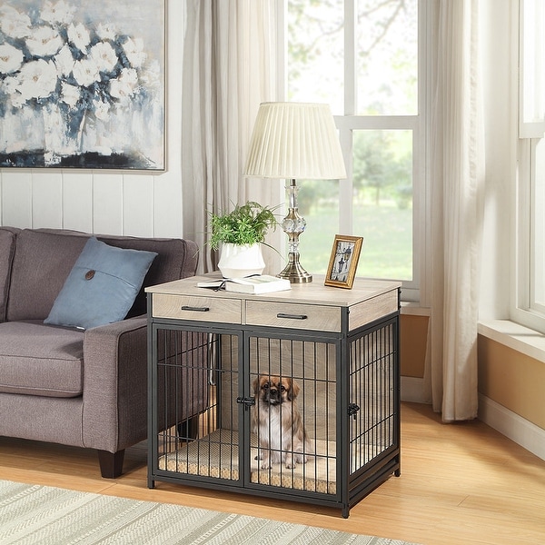 Furniture Style Dog Crate End Table with Tray and 2 Drawers Bed Bath Beyond 38856586
