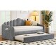 preview thumbnail 25 of 35, Elegant design,Twin size Upholstered Daybed with Trundle ,Velvet Sofabed with USB Charging Ports,No Box-spring Needed