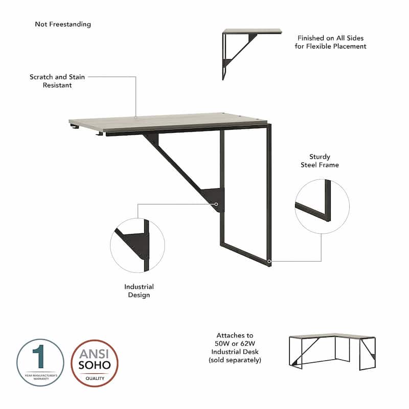 Bush Furniture Refinery 62W L Shaped Industrial Office Desk