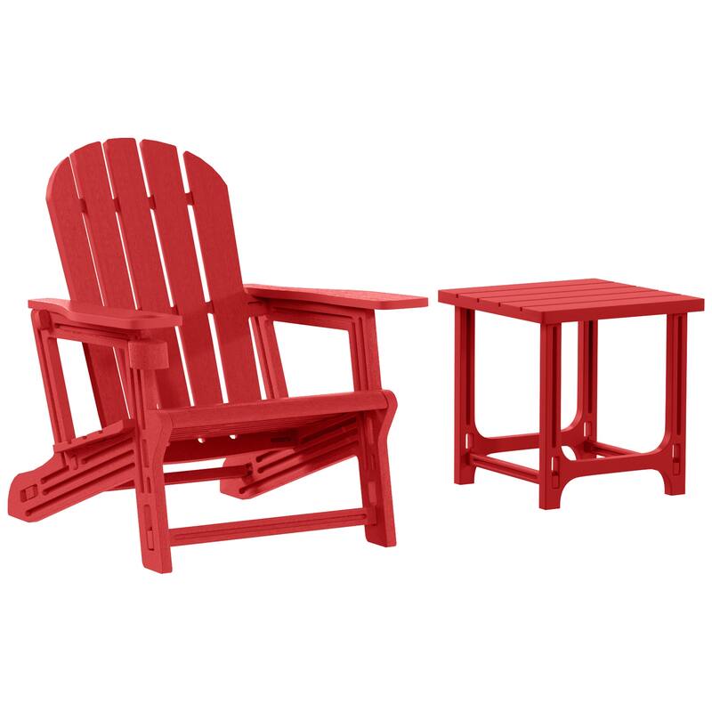 Coastline Outdoor Poly Adirondack Chair with Side Table