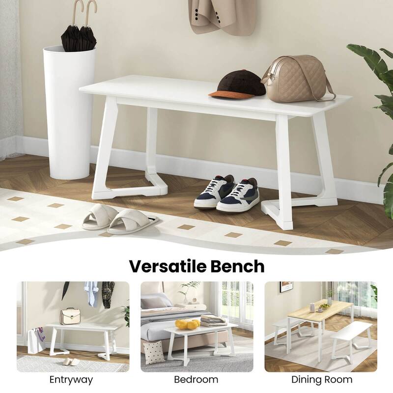 Costway 1/2 PCS 42" Modern Entryway Bench with Rubber Wood Legs Smooth