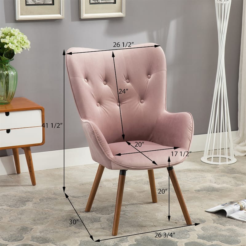 Contemporary Silky Velvet Tufted Button Back Accent Chair