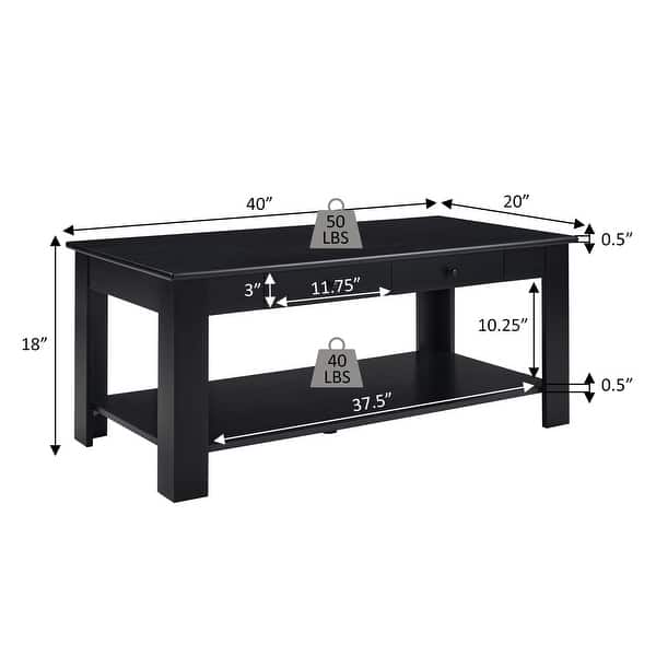 Convenience Concepts Designs2Go 2 Drawer Baja Coffee Table with Shelf