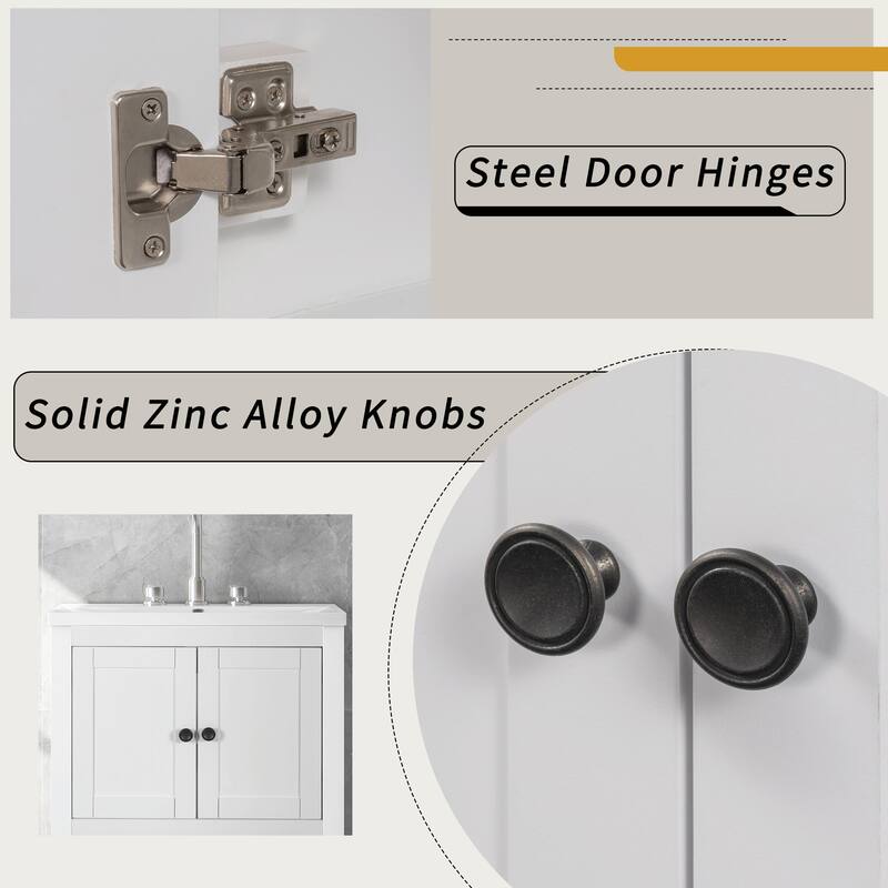 24" Bathroom Vanity with Ceramic Sink and Open Shelf