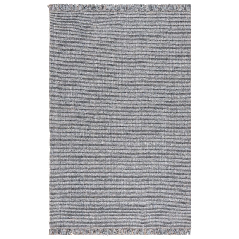 SAFAVIEH Flatweave Natural Wanja Fiber Farmhouse Wool & Jute Rug - 6' x 9' - Navy