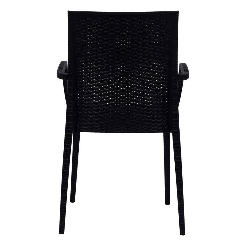 Mace Polypropylene Stackable Armrest Patio Dining Chair with Woven Design for Outdoor Dining Patio Indoor Gatherings