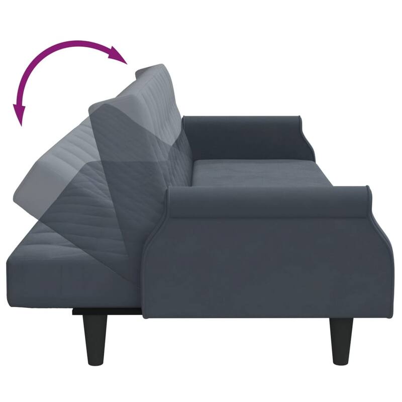 vidaXL Sleeper Sofa with Armrests Velvet Couch Sofa Bed Recliner Loveseat - 85" x 35" x 27.6"