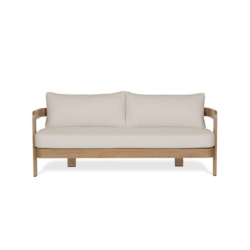 Arlo 73" Metal Outdoor Sofa in Weathered Lakewood With Cushions by Real Flame