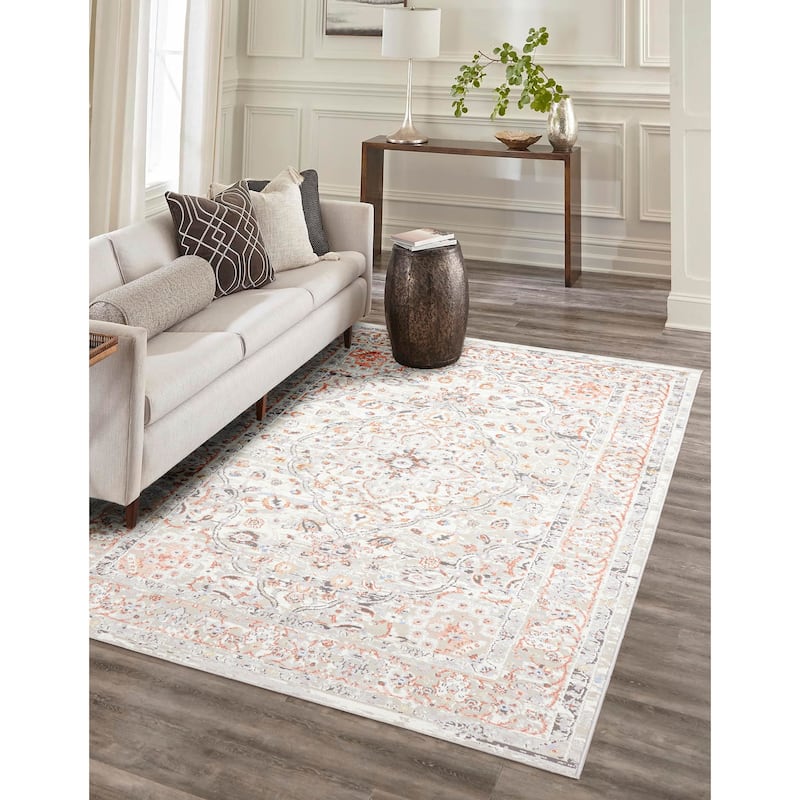 ECARPETGALLERY Machine Made Seline Ivory Area Rug