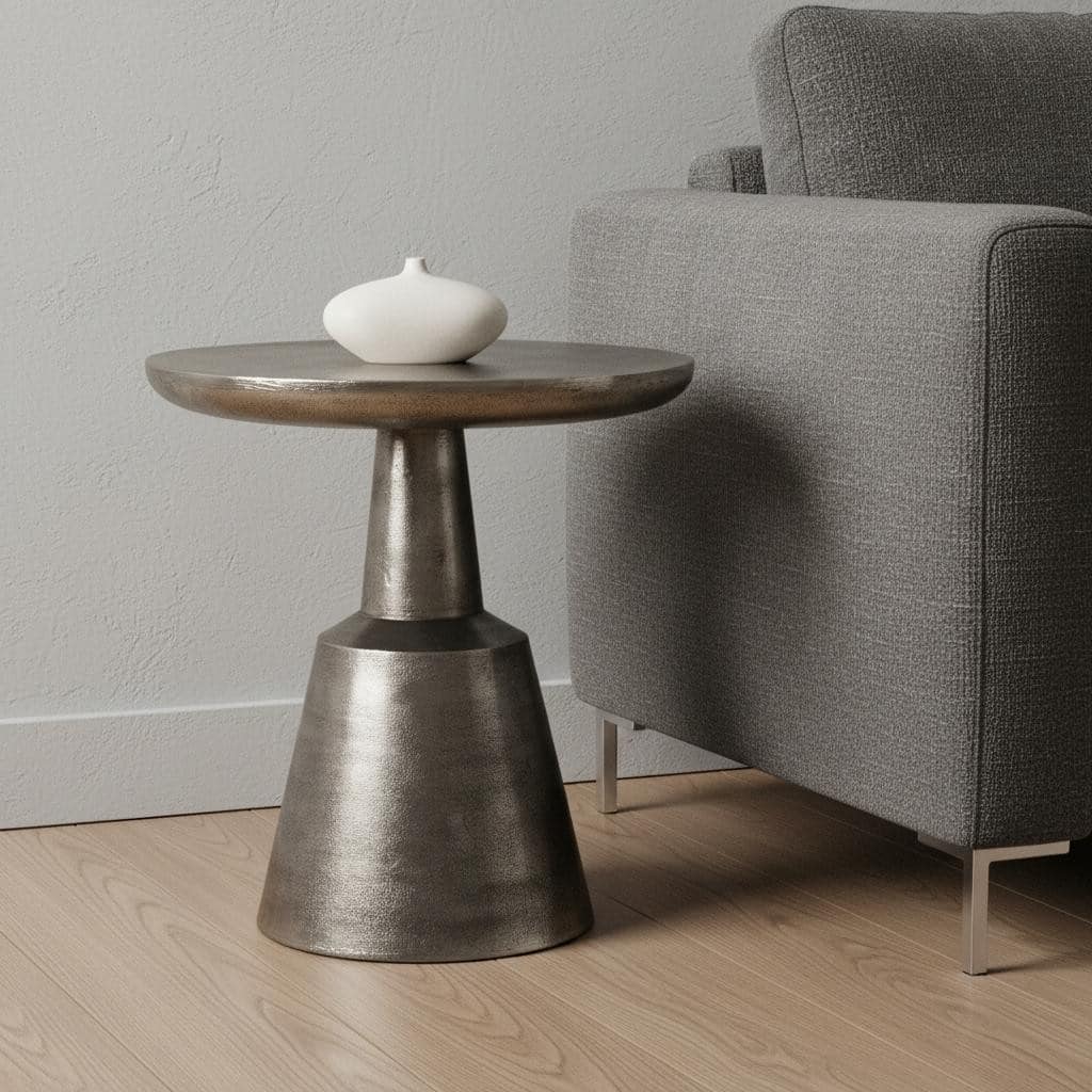 HomeRoots 20" Silver Iron and Metal Tray Table - 20.00 in. x 21.00 in. x 20.00 in.