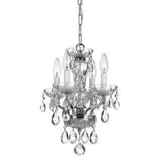 Traditional Crystal 4 Light Chrome Mini Chandelier - 11'' W x 15'' H