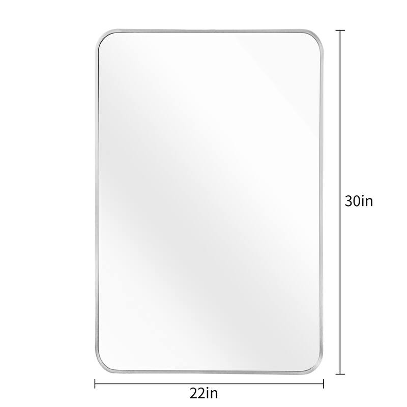 Inch Silver Metal Framed Rectangular Bathrrom Mirror for Wall.