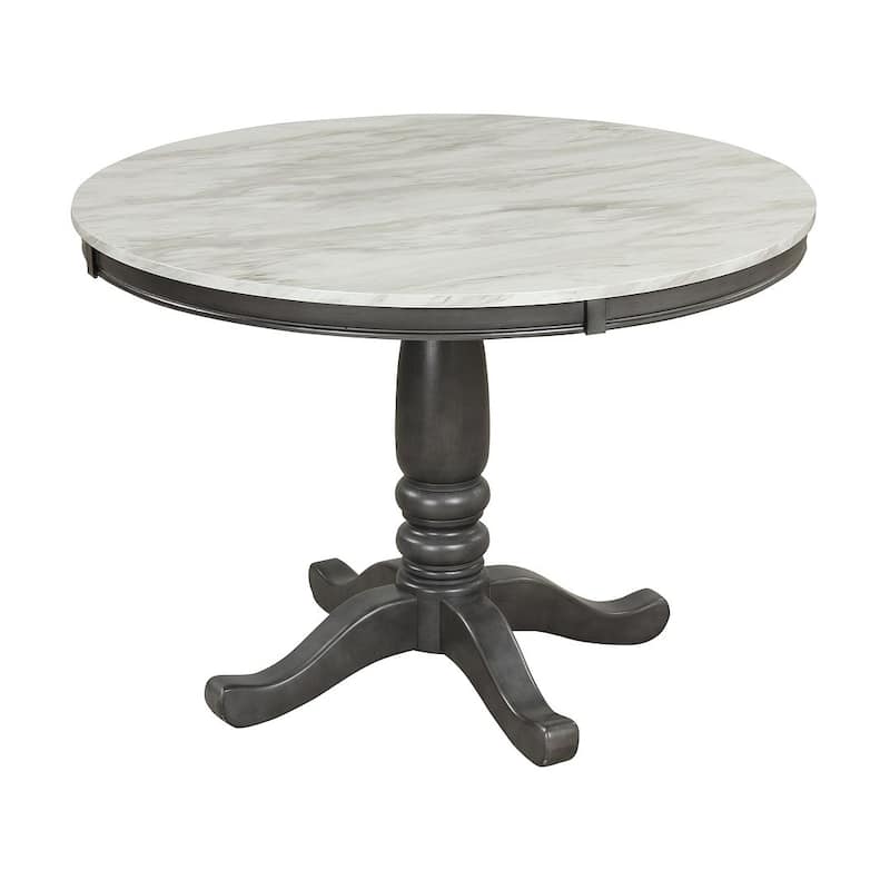 Round Dining Table Set for 4 - 41.7" Faux Marble Round Dining Table with 4 Solid Wood Chairs