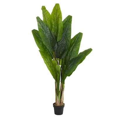 Artificial Banana Tree 6ft - Lush Green Tropical Plant DÃ©cor for Home Kitchen Island - 6ft.
