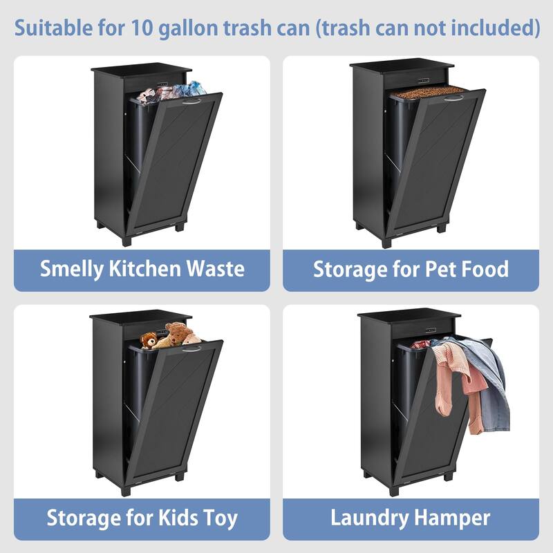 VECELO Tilt Out Kitchen Trash Bin Cabinet with Negative Ion Deodorizing Function Hidden Storage for Kitchen
