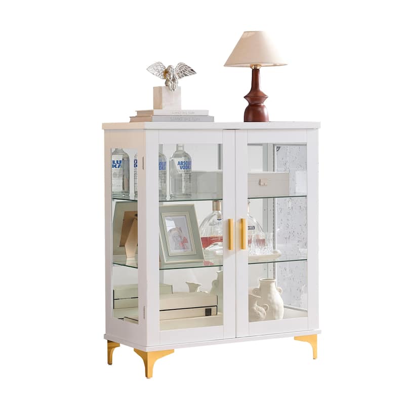 Cataleya Modern Glass Display Curio with Storage Cabinet - 30" x 14" x 36"