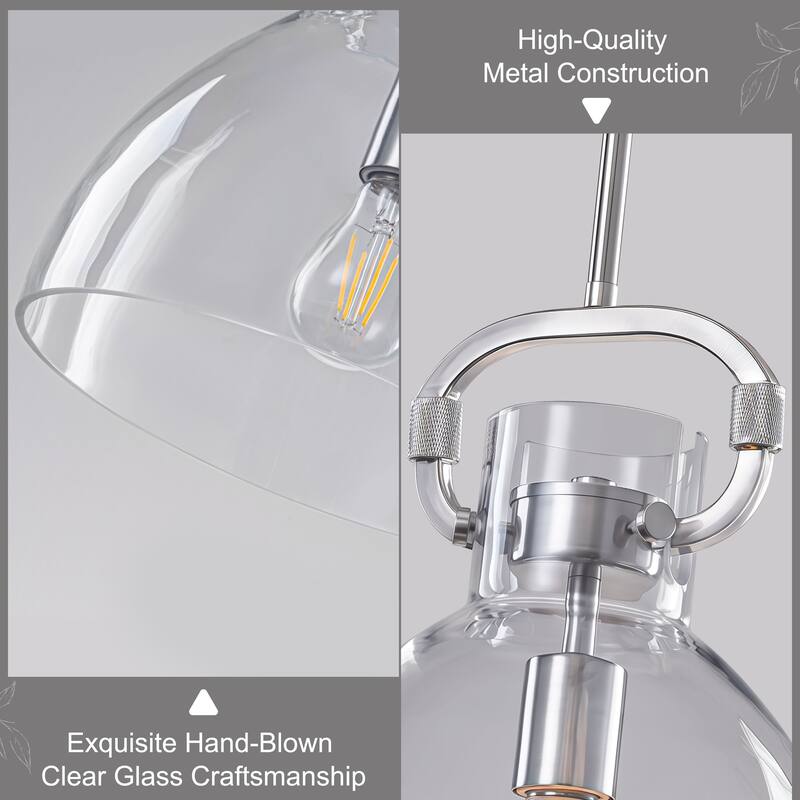 Starsky 1-Light Industrial Pendant With Glass Shade