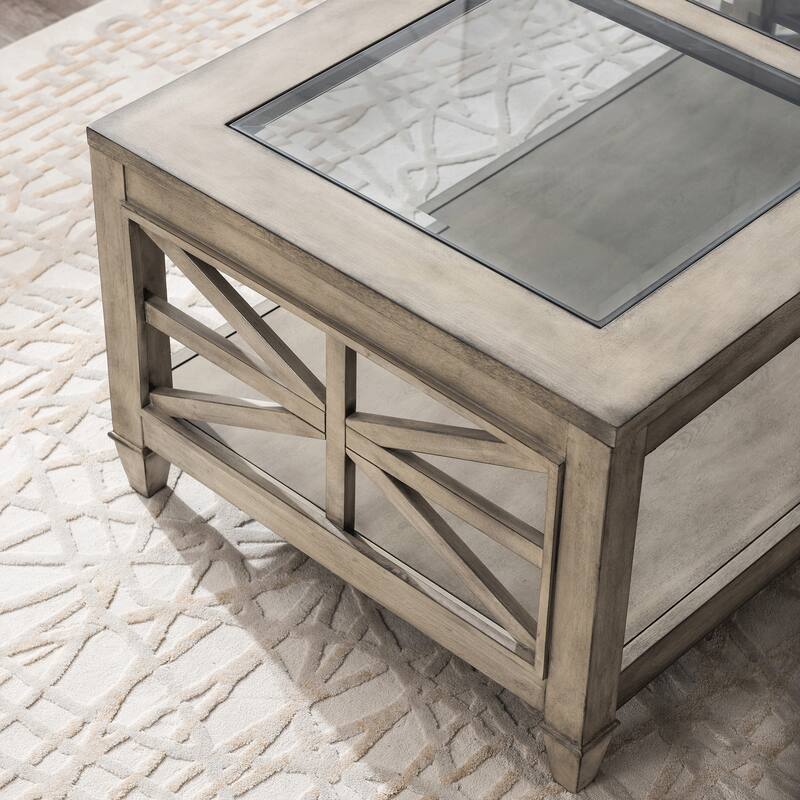 45.5 in. 19 in. Large Rectangle Glass Coffee Table,1-Tier Shelf