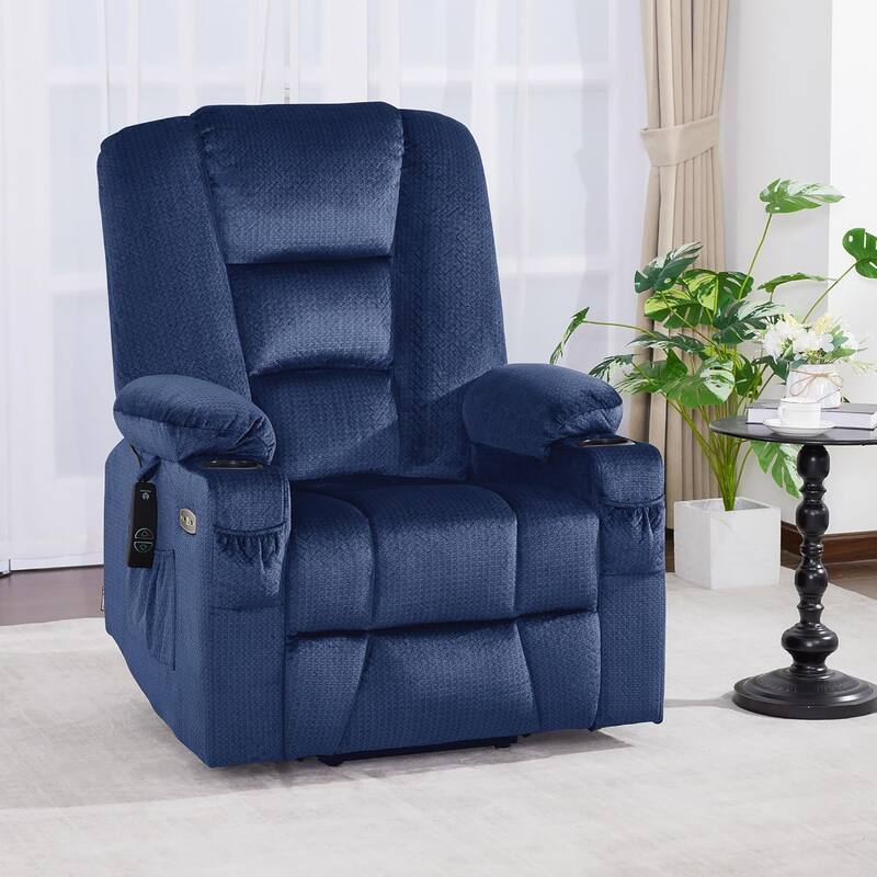 MCombo Large Electric Power Lift Recliner Chair with Massage and Heat for Elderly, Fabric 7549