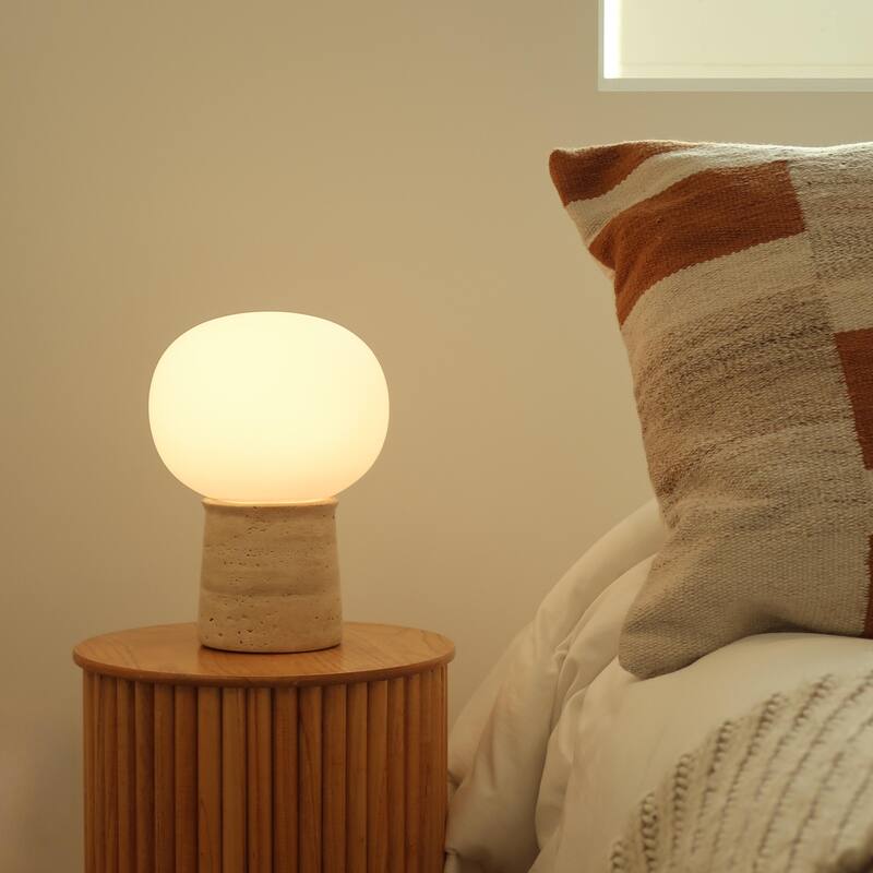 Brightech Neptune 12 in. Mid-Century Modern Gradient Dimmable Integrated LED Bedside Table Lamp