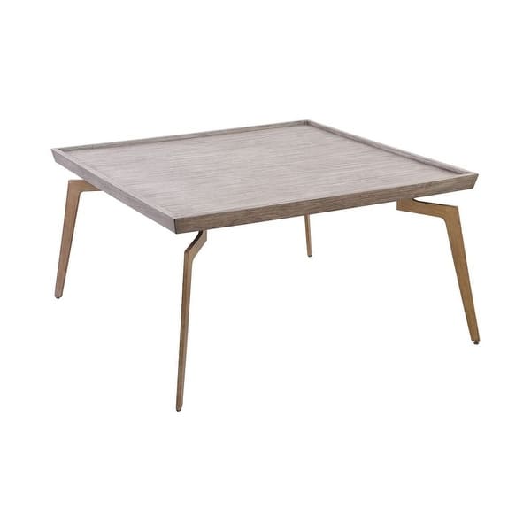 Square Coffee Table In Soft Gold Grey Birch Veneer Finish With 4 Legs Material Birch Veneer Iron Overstock 32433081