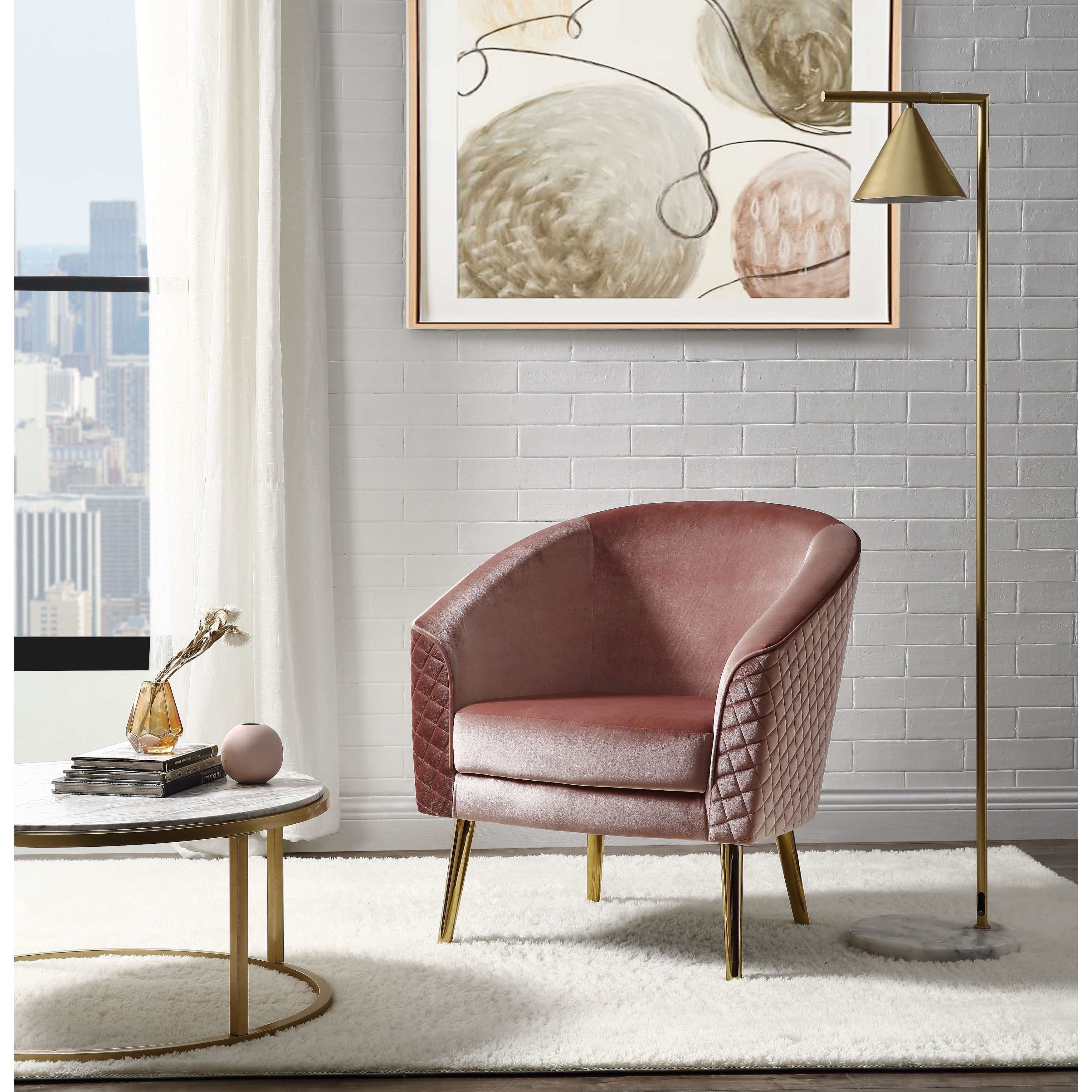 Velvet accent chair with gold hot sale legs