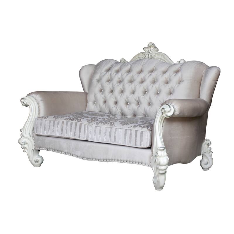 Calvert Ivory and Bone White Loveseat with Wingback