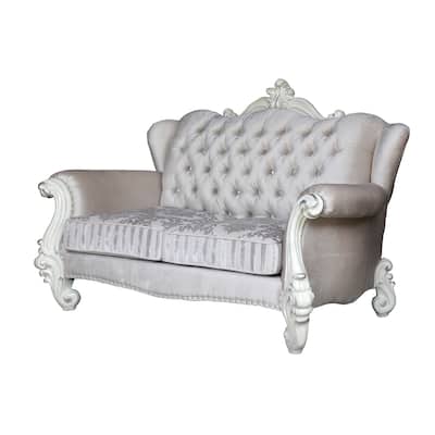 Calvert Ivory and Bone White Loveseat with Wingback