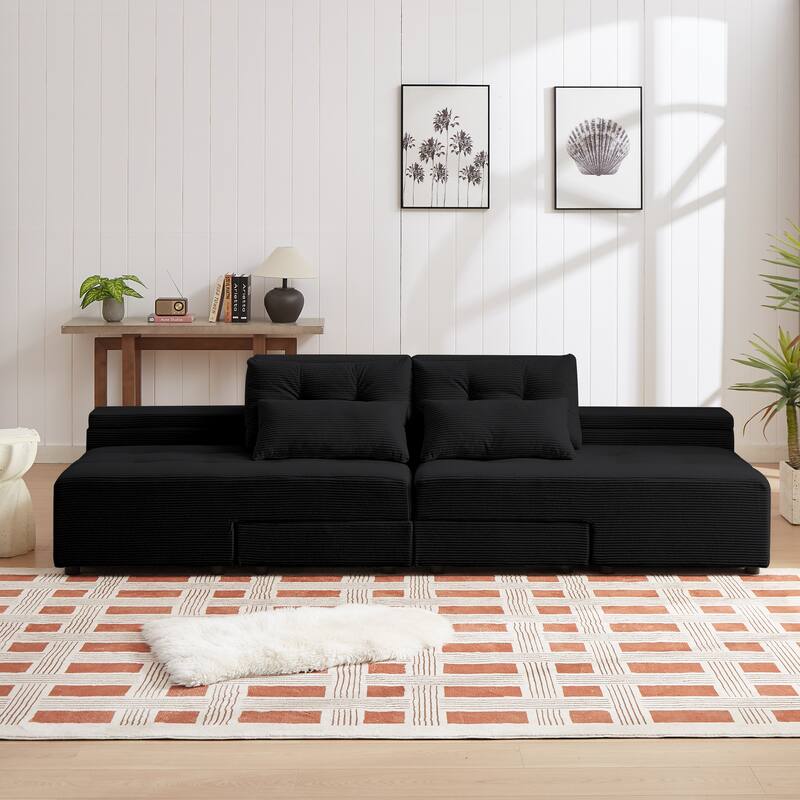 GDFStudio - Emerson Modular Corduroy 3-Seater Sofa with Storage and Customizable Design